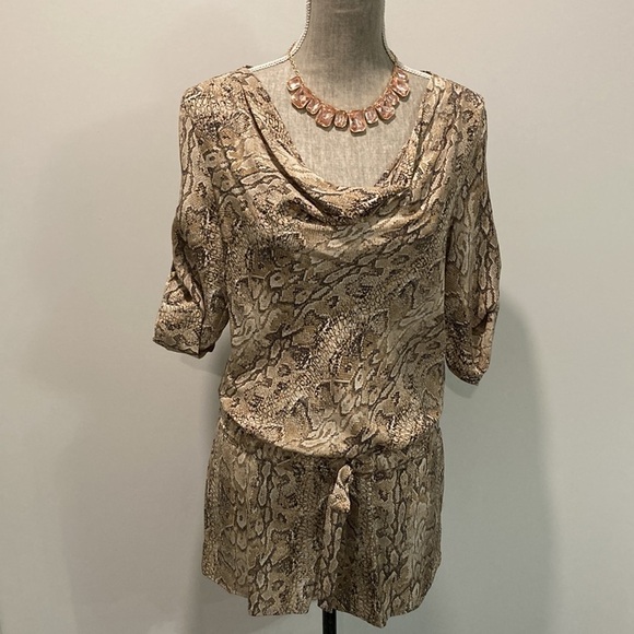 Bcbgmaxazria Romper Marcelle Python Print Silk  Shorts - Picture 14 of 16